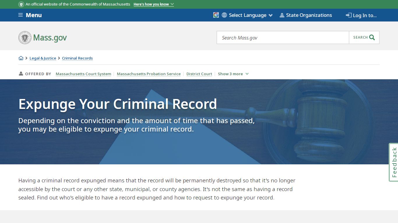 Expunge Your Criminal Record | Mass.gov